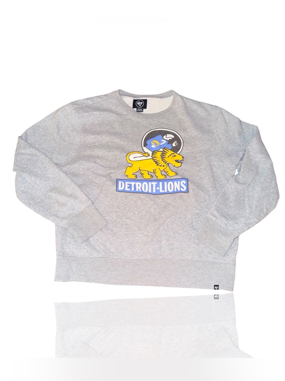 Detroit Lions Retro Logo Crewneck Sweatshirt Gray Men's XL NFL Football